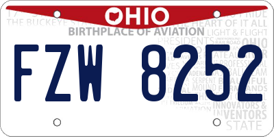 OH license plate FZW8252