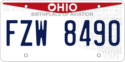 OH license plate FZW8490
