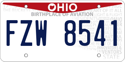 OH license plate FZW8541