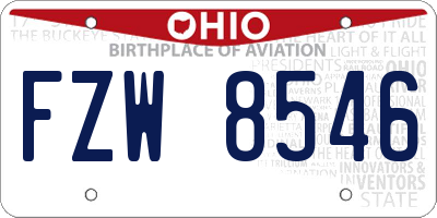 OH license plate FZW8546