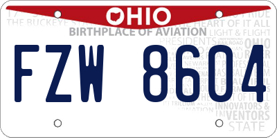 OH license plate FZW8604