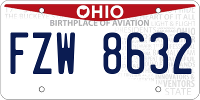 OH license plate FZW8632