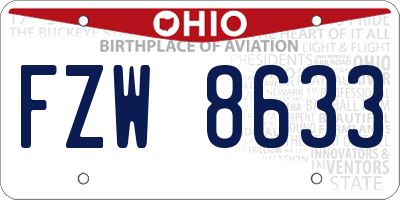 OH license plate FZW8633