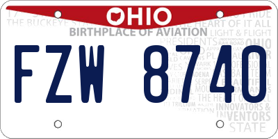 OH license plate FZW8740