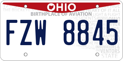 OH license plate FZW8845