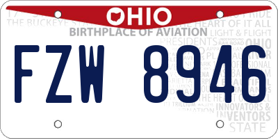 OH license plate FZW8946