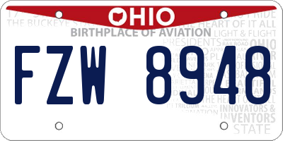 OH license plate FZW8948