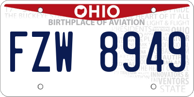 OH license plate FZW8949