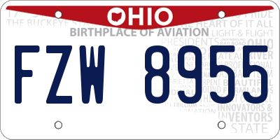 OH license plate FZW8955