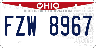 OH license plate FZW8967