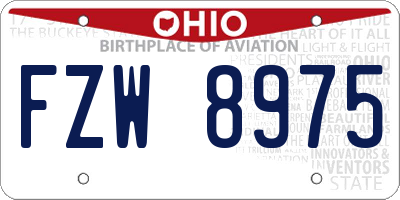 OH license plate FZW8975