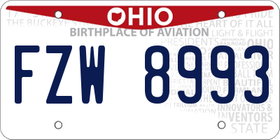 OH license plate FZW8993