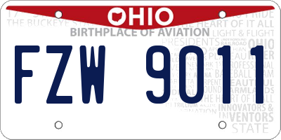 OH license plate FZW9011