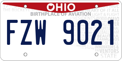 OH license plate FZW9021