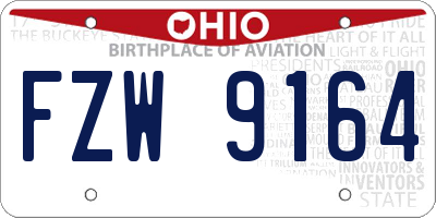OH license plate FZW9164