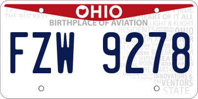 OH license plate FZW9278
