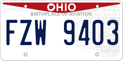 OH license plate FZW9403