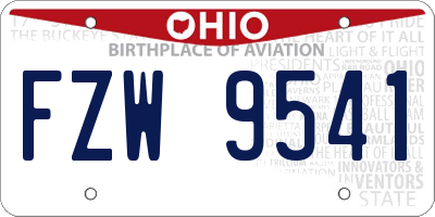 OH license plate FZW9541