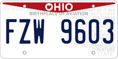 OH license plate FZW9603