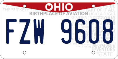 OH license plate FZW9608