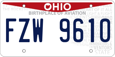 OH license plate FZW9610