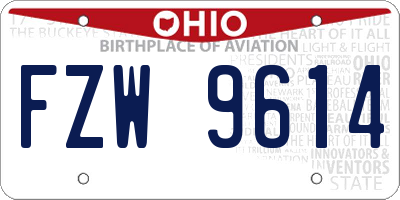 OH license plate FZW9614
