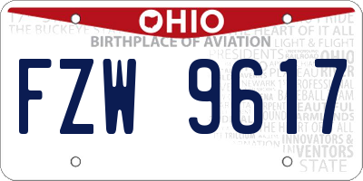 OH license plate FZW9617