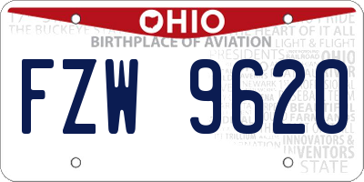 OH license plate FZW9620