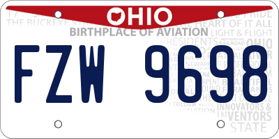 OH license plate FZW9698