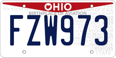 OH license plate FZW973