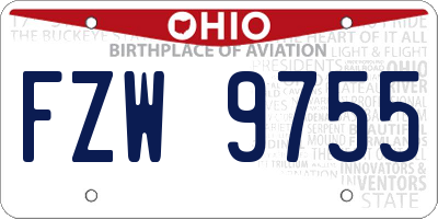 OH license plate FZW9755