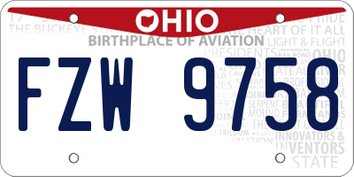 OH license plate FZW9758