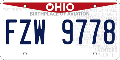 OH license plate FZW9778