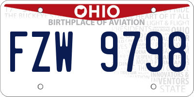 OH license plate FZW9798
