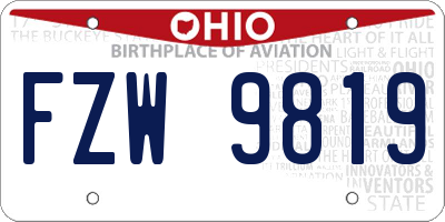 OH license plate FZW9819