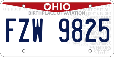 OH license plate FZW9825
