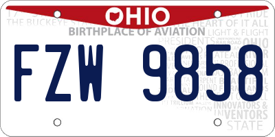 OH license plate FZW9858