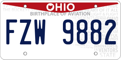OH license plate FZW9882