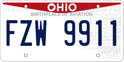 OH license plate FZW9911