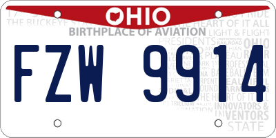 OH license plate FZW9914