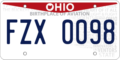 OH license plate FZX0098