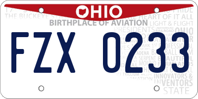 OH license plate FZX0233