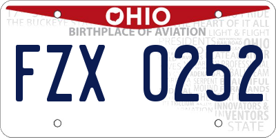 OH license plate FZX0252