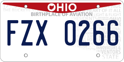 OH license plate FZX0266