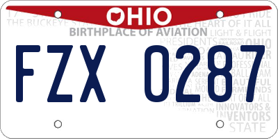 OH license plate FZX0287