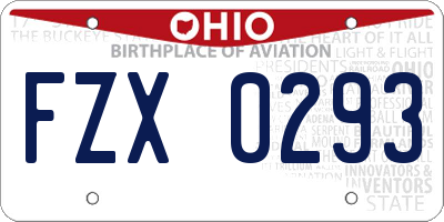 OH license plate FZX0293
