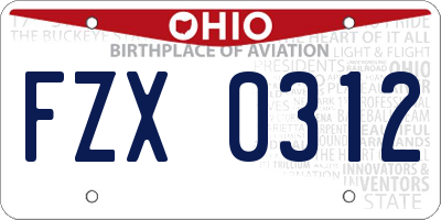 OH license plate FZX0312