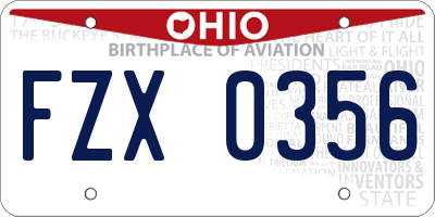 OH license plate FZX0356