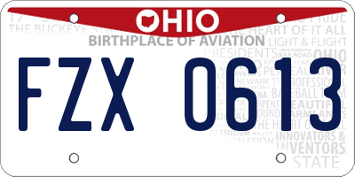 OH license plate FZX0613