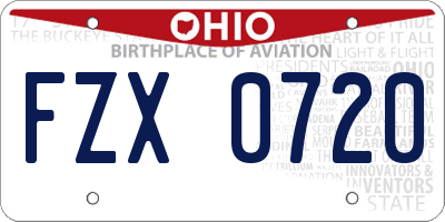 OH license plate FZX0720
